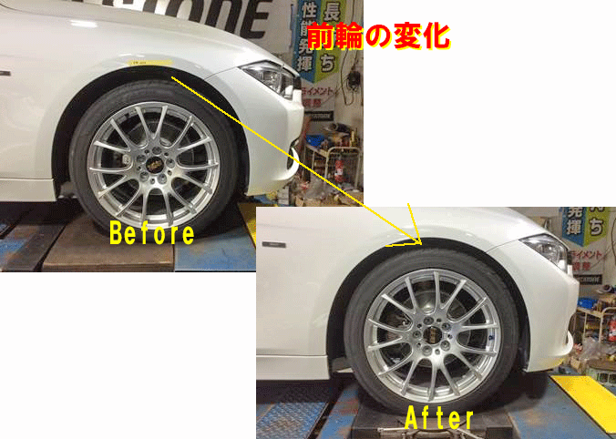 BMW3シリーズ　F30の足回り交換とアライメント調整作業